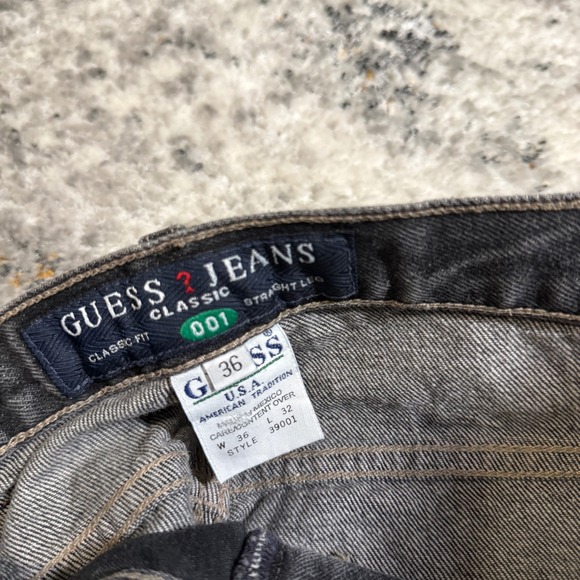 Guess Jeans Mens 36x32 Classic Fit Straight Leg Black Denim Distressed - Picture 3 of 8